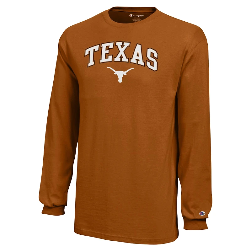 Champion de la jeunesse Texas Orange Longhorns Arch Over Logo T-shirt à manches longues