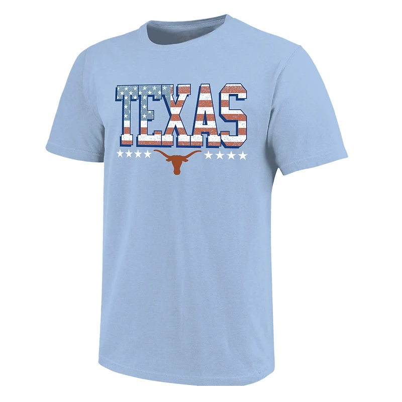 Youth  Light Blue Texas Longhorns Americana Flag T-Shirt