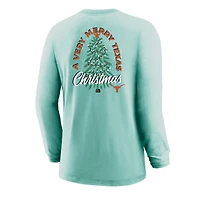 T-shirt à manches longues vert clair pour jeunes, Texas Longhorns, motif sapin de Noël