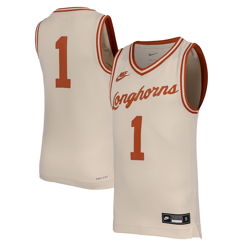 Maillot de basket-ball rétro réplique Nike #1 Natural Texas Longhorns pour jeunes