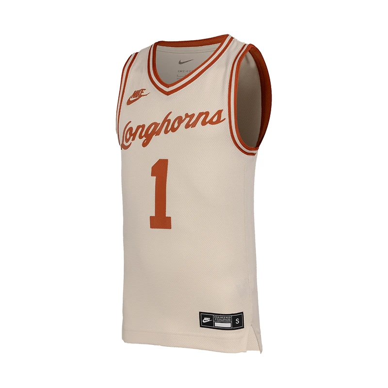 Maillot de basket-ball rétro réplique Nike #1 Natural Texas Longhorns pour jeunes