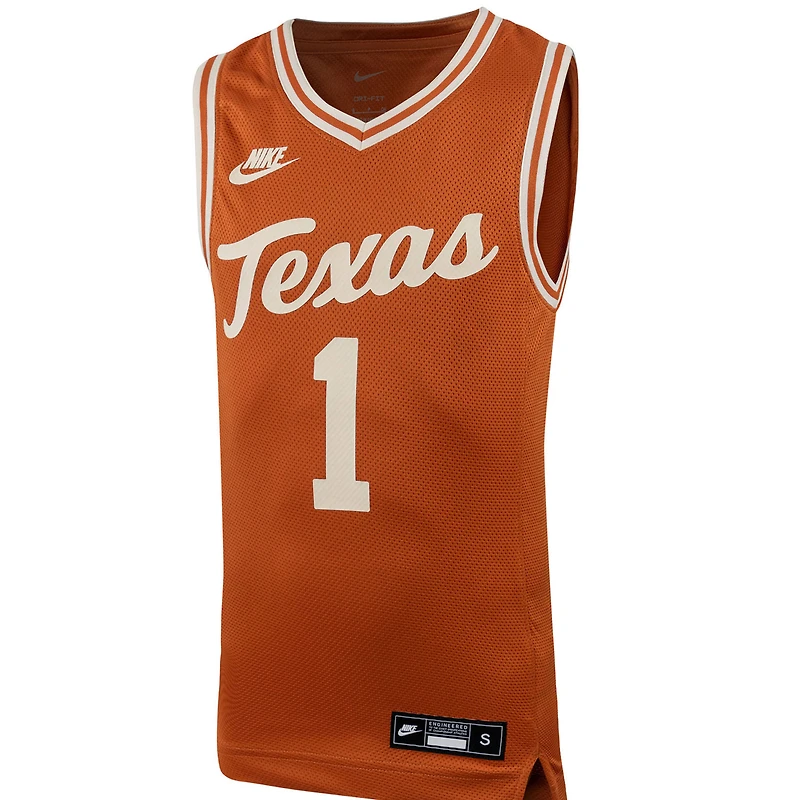 Youth Nike #1 Texas Orange Longhorns Icon Replica Basketball Jersey