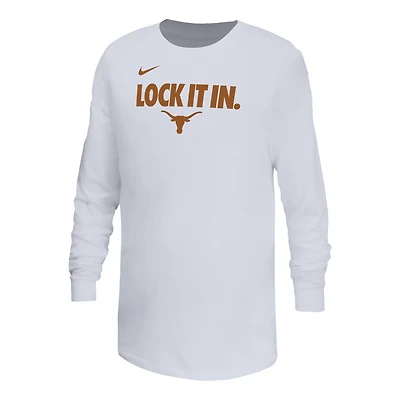 Youth Nike White Texas Longhorns On-Court Bench Legend Dri-FIT Long Sleeve T-Shirt
