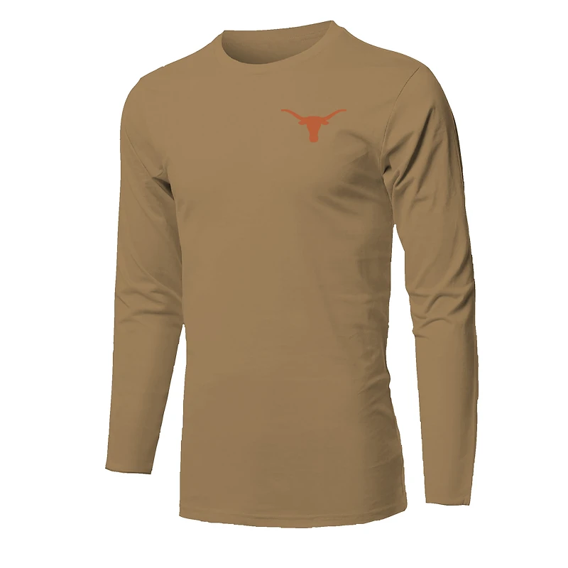T-shirt à manches longues pour jeunes, couleur beige, Texas Longhorns, imprimé Polaroid neigeux