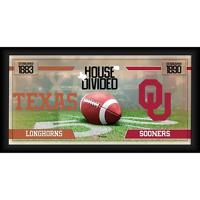 Collage de football encadré 10" x 20" des Texas Longhorns contre les Oklahoma Sooners
