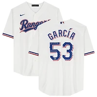 Adolis Garcia Texas Rangers Autographed White Nike Replica Jersey with "23 WS Champs" Inscription