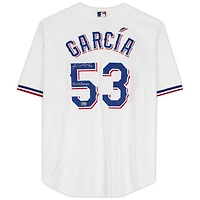 Adolis Garcia Texas Rangers Autographed White Nike Replica Jersey with "23 WS Champs" Inscription