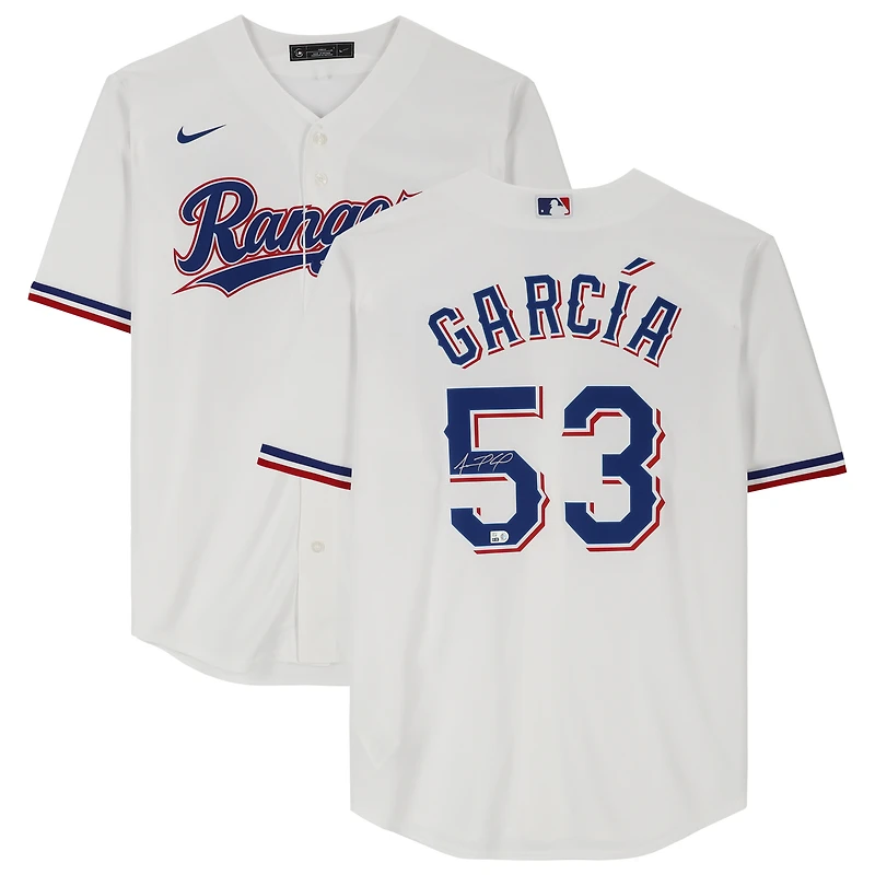 Adolis Garcia Texas Rangers Autographed White Nike Replica Jersey