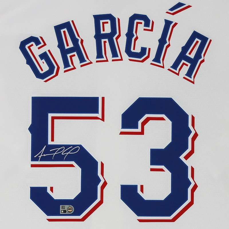Adolis Garcia Texas Rangers Autographed White Nike Replica Jersey