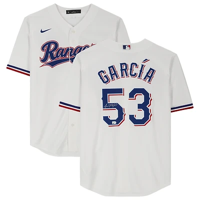 Adolis Garcia Texas Rangers Autographed White Nike Replica Jersey