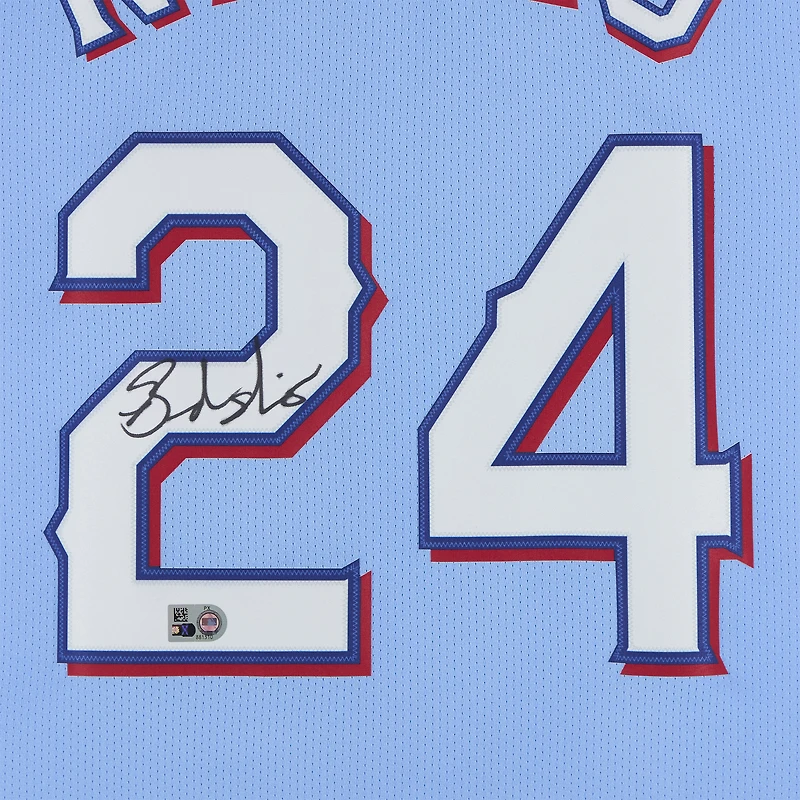 Brandon Nimmo Texas Rangers Autographed Light Blue Nike Replica Jersey
