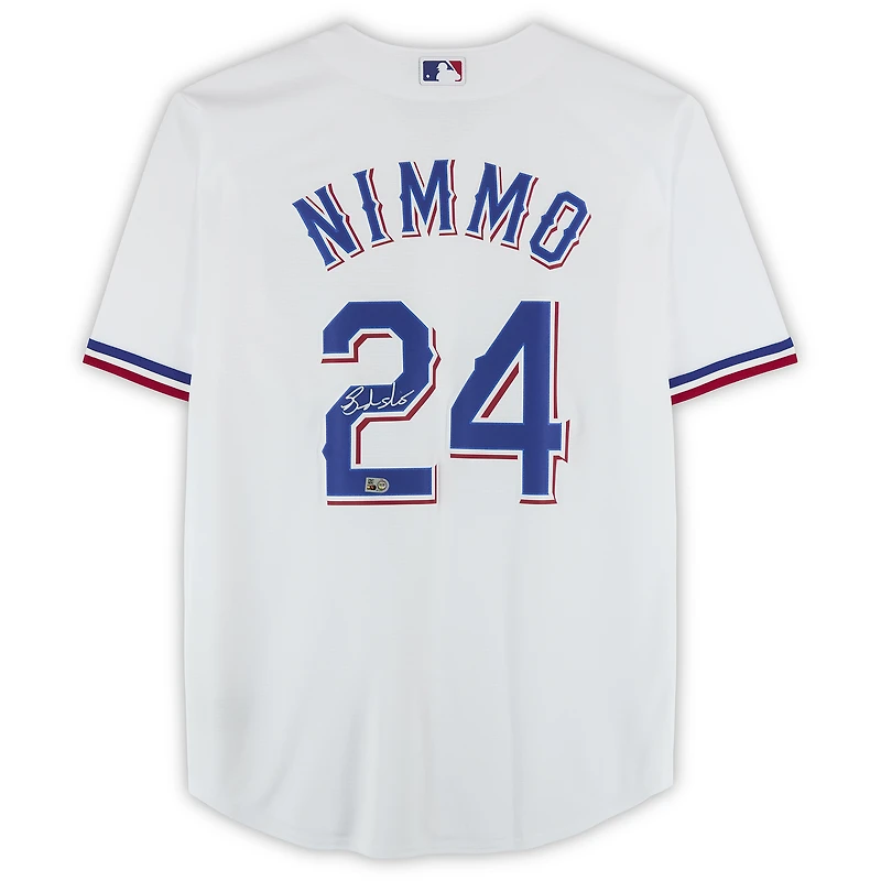 Brandon Nimmo Texas Rangers Autographed White Nike Replica Jersey