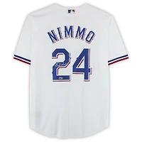 Brandon Nimmo Texas Rangers Autographed White Nike Replica Jersey