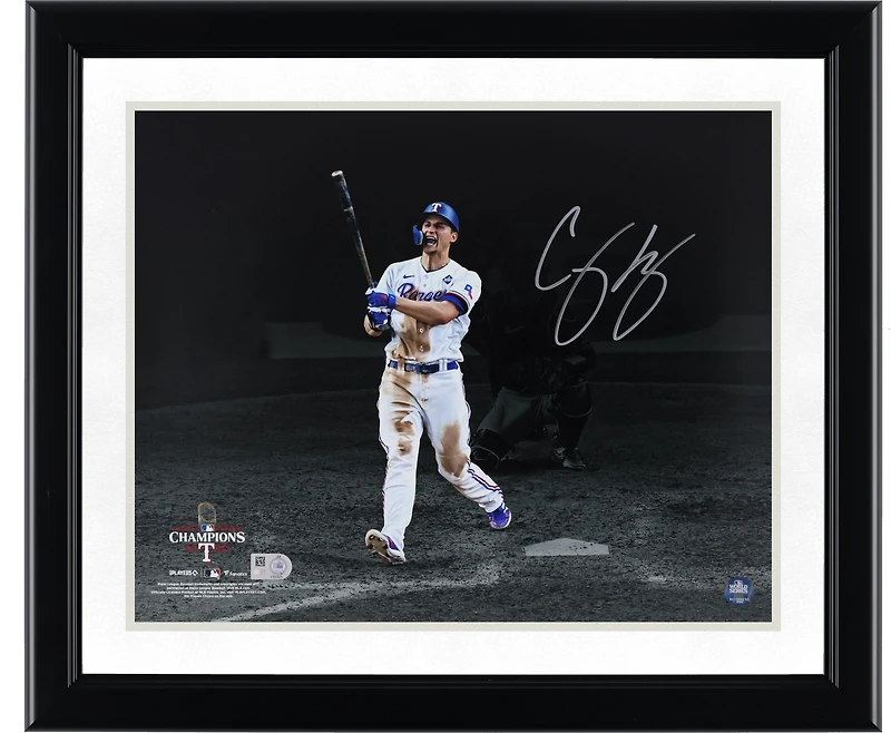 Photographie autographiée de Corey Seager, champion des World Series 2023, 11" x 14"