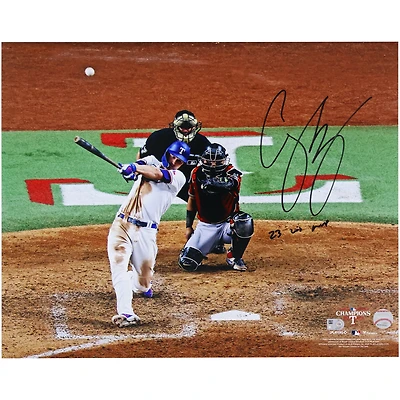 Photo dédicacée de Corey Seager, joueur des Texas Rangers, champion des Séries mondiales 2023 (40,6 x 50,8 cm), avec inscription « MVP des Séries mondiales 2023 ».