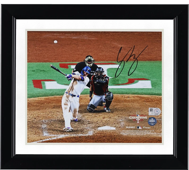 Corey Seager Texas Rangers Autographed 2023 World Series Champions 8" x 10" Hitting Photograph