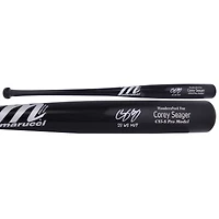 Batte de baseball Marucci Game Model autographiée par Corey Seager des Texas Rangers, champions de la Série mondiale 2023, avec l'inscription « 23 WS MVP »