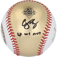 Corey Seager Texas Rangers Autographed 2023 World Series Logo Gold/White Leather Baseball with "23 WS MVP" Inscription
