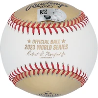 Corey Seager Texas Rangers Autographed 2023 World Series Logo Gold/White Leather Baseball with "23 WS MVP" Inscription
