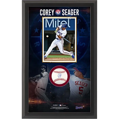 Boîte d'ombre de baseball autographiée par Corey Seager des Texas Rangers