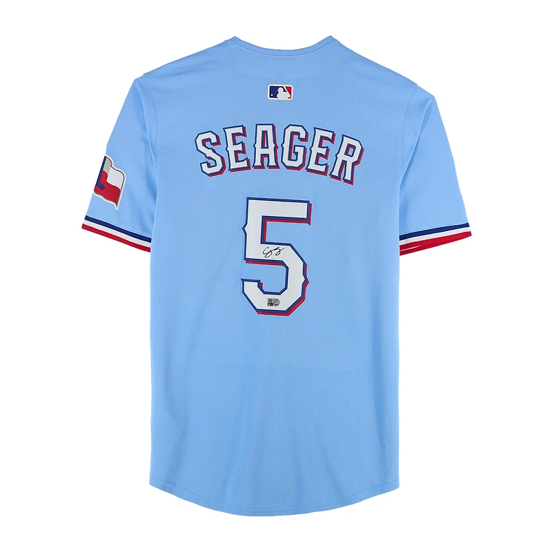 Corey Seager Texas Rangers Autographed Light Blue Nike Replica Jersey