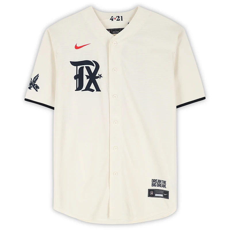 Maillot réplique Nike City Connect autographié de Corey Seager, Texas Rangers