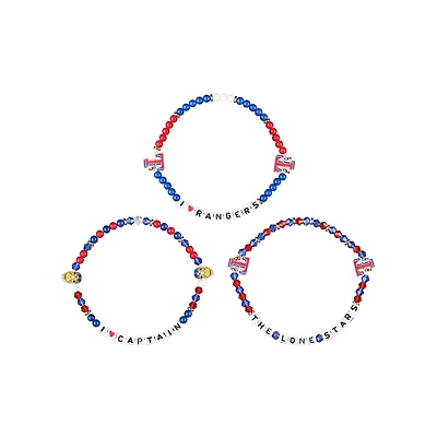 FOCO Texas Rangers 3-Pack Friendship Bracelet Set