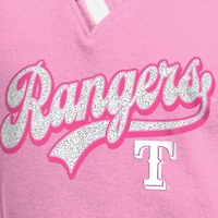 T-shirt raglan à col en V rose Texas Rangers pour filles New Era