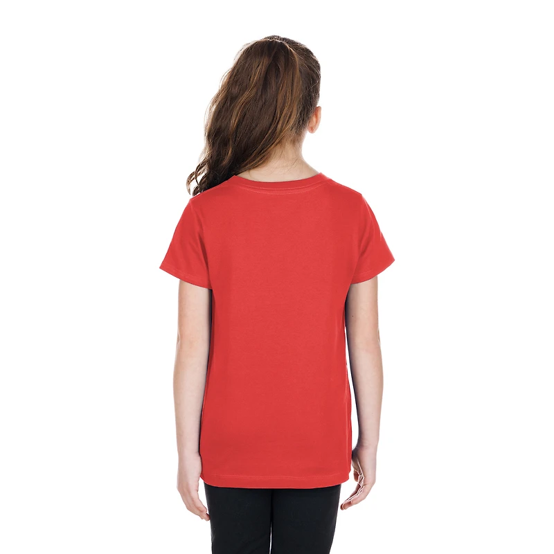 T-shirt à col en V sequins réversibles New Era rouge Texas Rangers 2026 City Connect pour jeunes filles
