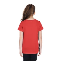 T-shirt à col en V sequins réversibles New Era rouge Texas Rangers 2026 City Connect pour jeunes filles