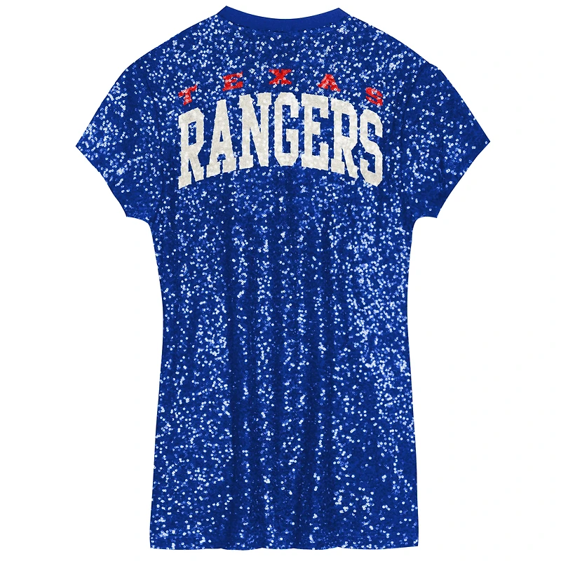 Girls Youth  Royal Texas Rangers Sequin V-Neck Dress