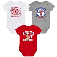 Lot de 3 bodies pour bébé rouge Texas Rangers Batter Up