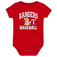 Lot de 3 bodies pour bébé rouge Texas Rangers Batter Up