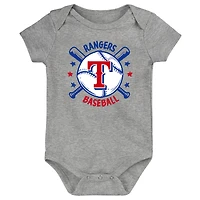 Lot de 3 bodies pour bébé rouge Texas Rangers Batter Up