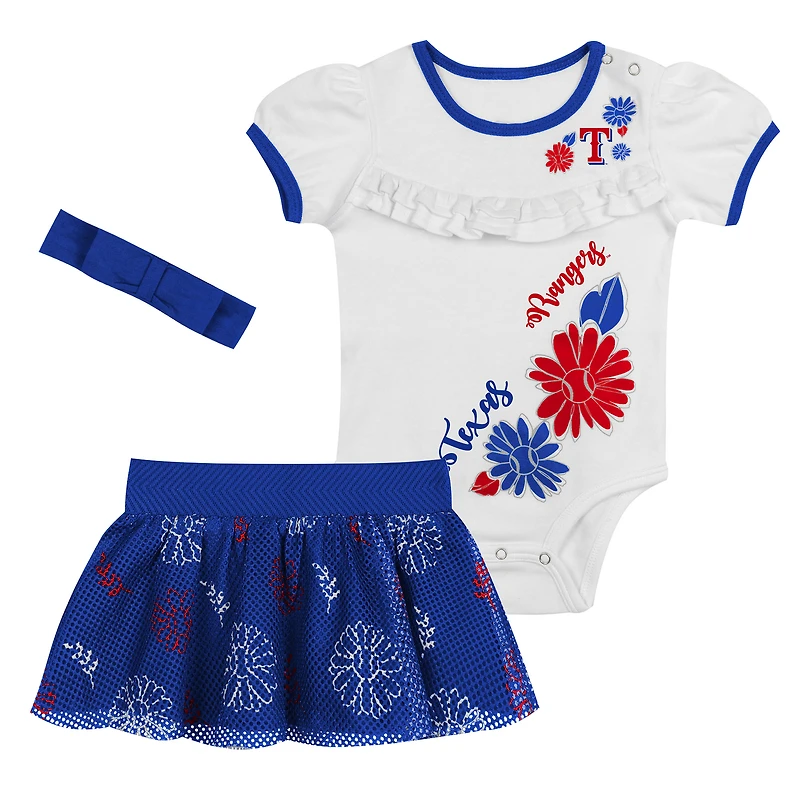 Ensemble bandeau et jupe Sweet Catcher 3 pièces pour bébé blanc Texas Rangers
