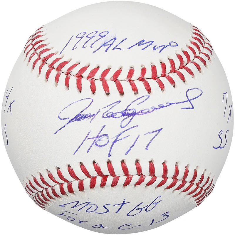 Ivan Rodriguez Texas Rangers Autographed Baseball with Multiple Inscriptions