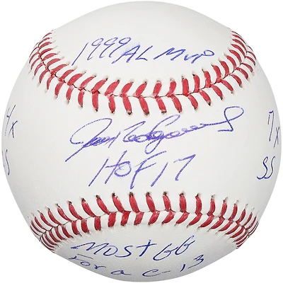 Ivan Rodriguez Texas Rangers Autographed Baseball with Multiple Inscriptions
