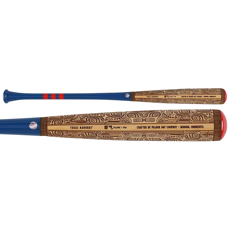 Bâton de baseball Pillbox Bat Company Mural Series autographié par Ivan Rodriguez, Texas Rangers, avec inscription « MVP de la Ligue américaine 1999 » - Édition limitée n° 5/5