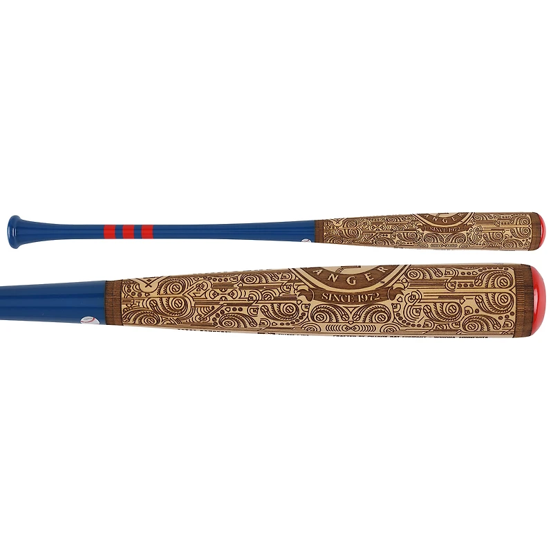 Bâton de baseball Pillbox Bat Company Mural Series autographié par Ivan Rodriguez, Texas Rangers, avec inscription « MVP de la Ligue américaine 1999 » - Édition limitée n° 5/5