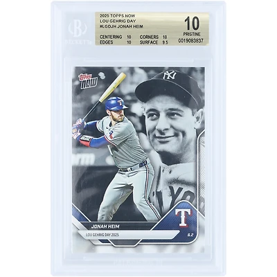 Carte Jonah Heim Texas Rangers 2025 Topps Now Lou Gehrig Day #LGD-JH authentifiée BGS - Note globale : 10, 10, 10, 9,5