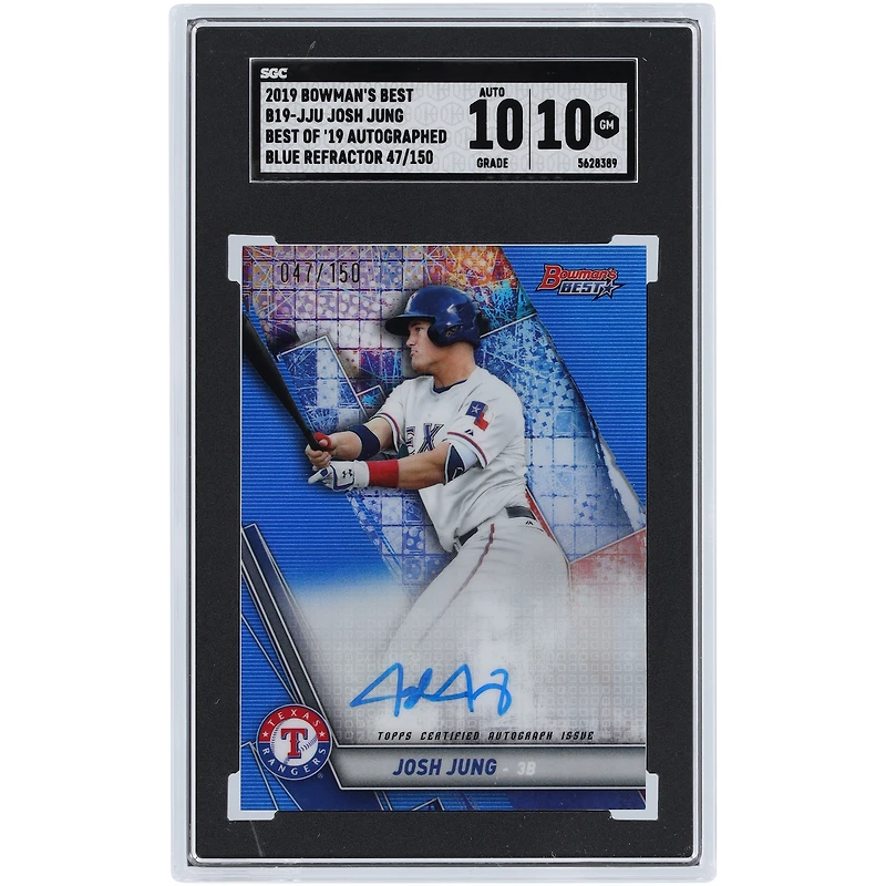 Josh Jung Texas Rangers autographié 2019 Bowman's Best of '19 Blue Refractor #B19-JJU #47/150 SGC Carte authentifiée 10/10