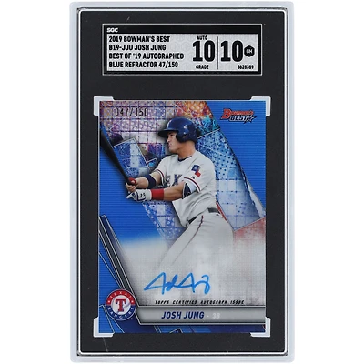 Josh Jung Texas Rangers autographié 2019 Bowman's Best of '19 Blue Refractor #B19-JJU #47/150 SGC Carte authentifiée 10/10