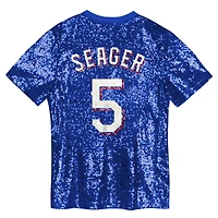 Juniors Corey Seager Royal Texas Rangers Name & Number Sequin V-Neck Top