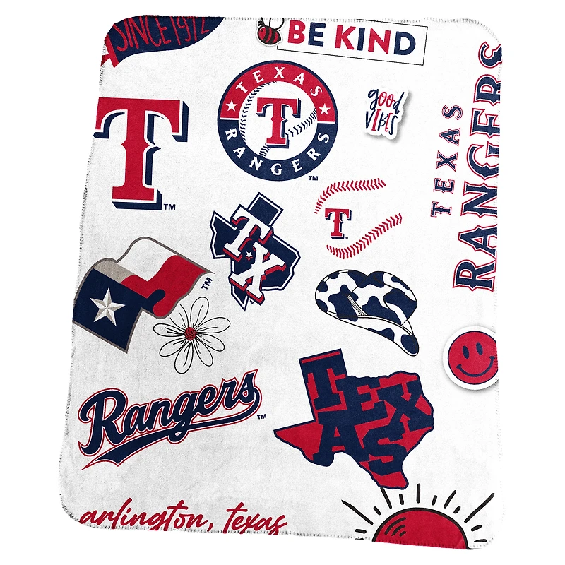 Logo Brands Texas Rangers 50" x 60" Classic Native Fleece Throw Blanket