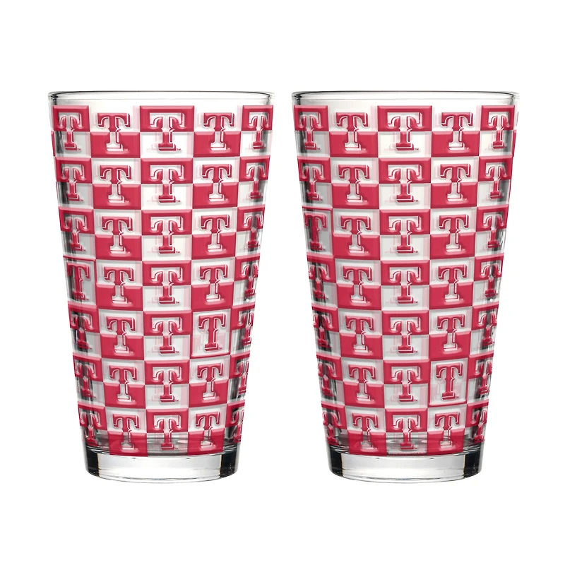 Logo Brands Texas Rangers Two-Pack Gridiron Stained 16oz. Pint Glass Set