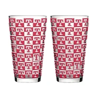 Logo Brands Texas Rangers Two-Pack Gridiron Stained 16oz. Pint Glass Set