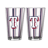 Logo Brands Texas Rangers Two-Piece 16oz. Striped Pint Glass Set