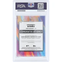 Luisangel Acuña Texas Rangers Autographié 2021 Bowman Inception Gold Foil #PA-LA #43/50 PSA Authentifié 10 Carte