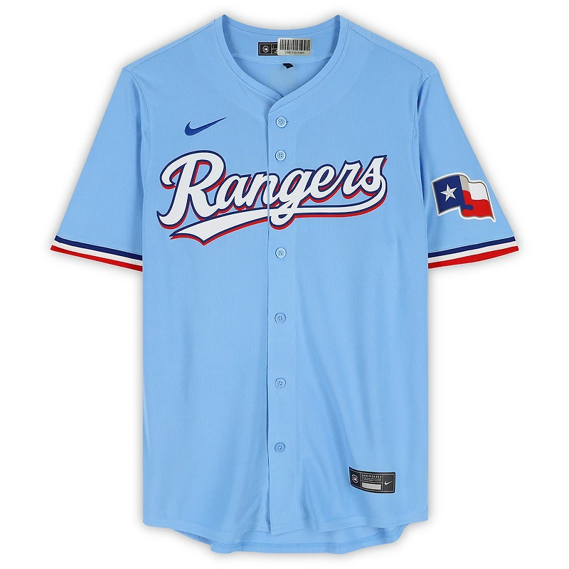 Maillot réplique bleu clair autographié de MacKenzie Gore, Texas Rangers
