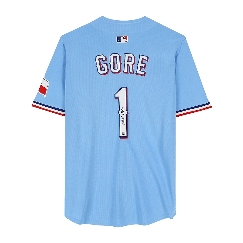 Maillot réplique bleu clair autographié de MacKenzie Gore, Texas Rangers
